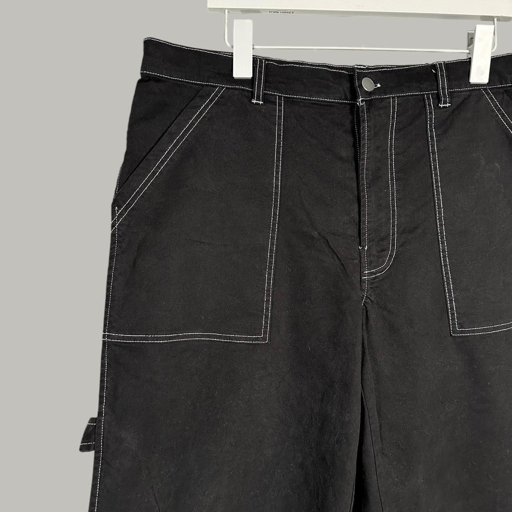 Wild Fable Wide Leg Baggy Utility Carpenter Ankle Capri Pants 14W Black & White - Picture 7 of 8
